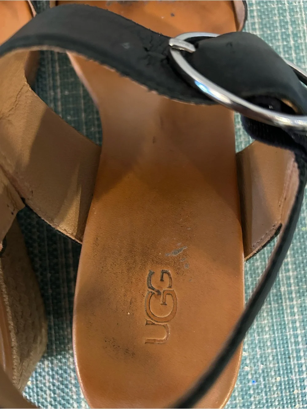 Black Wedge Espadrille Sandals with Silver Buckle